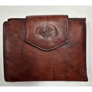 Vintage Buxton Top Grain Cowhide Exterior Bifold Wallet Red Brown 5x4
